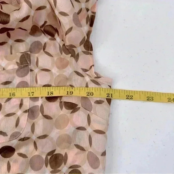 NWT New York & Company Stretch Cup Sleeves Front Tie Blouse Ivory Multi Size L - Picture 5 of 11